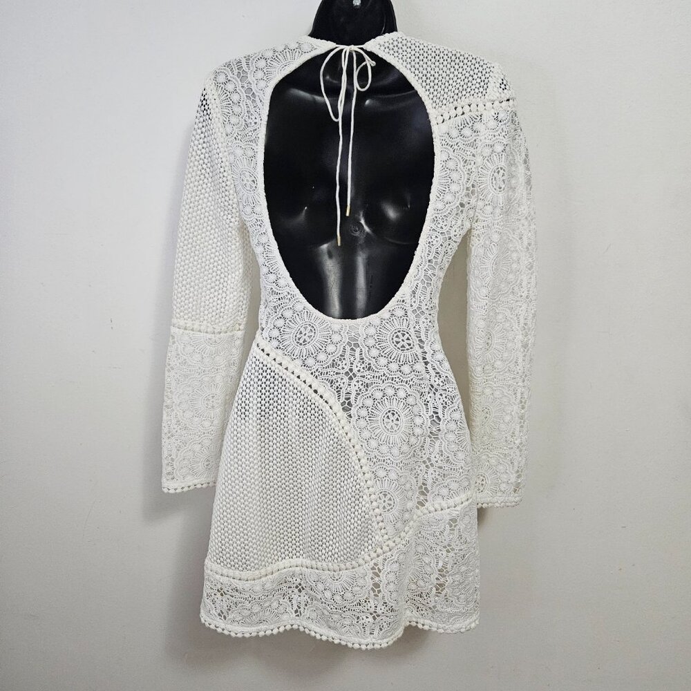 Zimmermann Anais Guipure Lace Mini Dress XS Open Back White - Picture 10 of 14